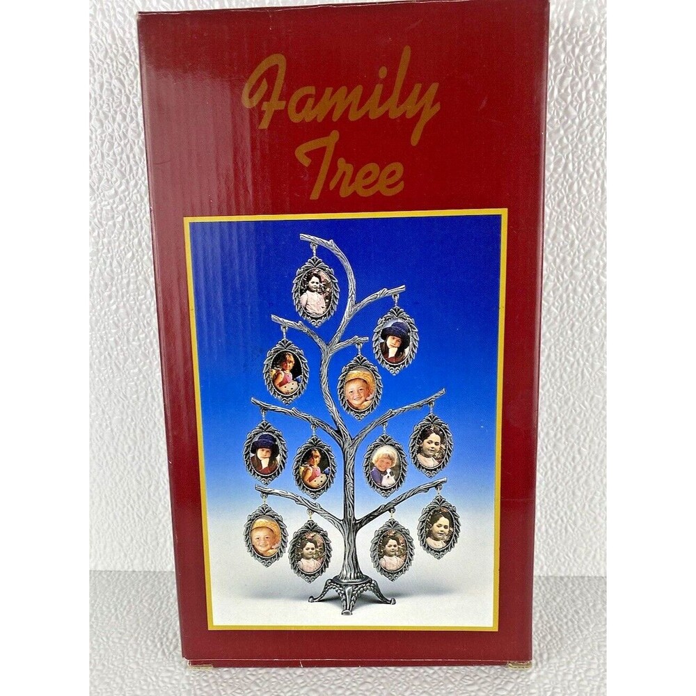 Vintage Nickel-Plating Metal Family Tree Picture Frame Fit Six  (6) Photos